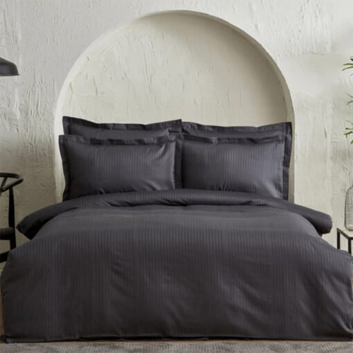 Karaca Home Uniq 100% Cotton Satin Double Duvet Cover Set [Anthracite], 200.21.01.0701