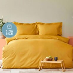 Karaca Home Back To Basic %100 Cotton King Size Duvet Cover Set [Light Mustard], 200.21.01.0722