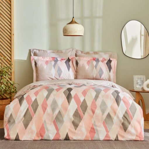 Karaca Home Lauro Double 100% Cotton - Satin Duvet Cover Set Powder, 200.22.02.0002