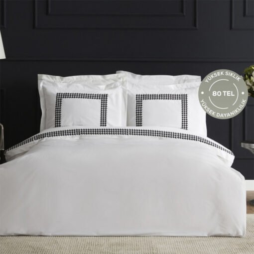 Karaca Home White Collection Juanita 80 Thread 100% Cotton - Double Percale Duvet Cover Set, 200.22.02.0039
