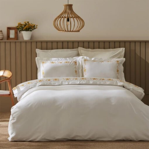 Karaca Home Nature Lover Nora Bamboo Embroidered Double Duvet Cover Set [Yellow], 200.22.04.0007