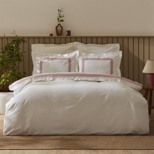 Karaca Home Nature Lover Dakota Bamboo Embroidered Double Duvet Cover Set [Coral], 200.22.04.0009