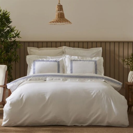Karaca Home Nature Lover Dakota Bamboo Embroidered Double Duvet Cover Set [Indigo], 200.22.04.0010