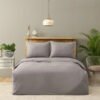 Karaca Home Grey Off-White Piping 100% Cotton Satin Double Duvet Cover Set, 200.22.14.0190