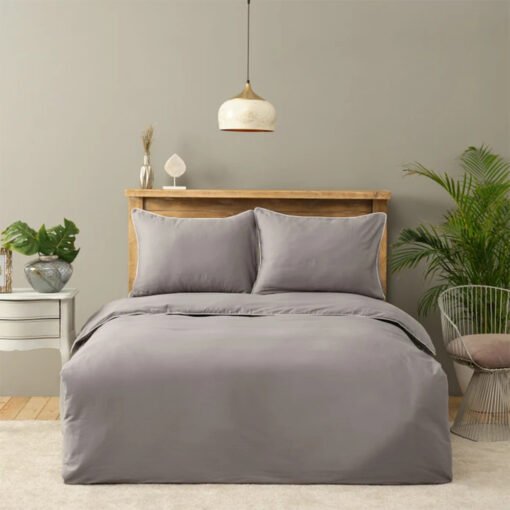 Karaca Home Grey Off-White Piping 100% Cotton Satin Double Duvet Cover Set, 200.22.14.0190