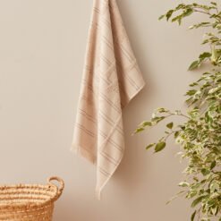 Karaca Home Denim Palm 100% Cotton Face Towels 50x90cm Beige, 200.22.14.0238