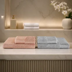 Karaca Lebanon 82 Karaca Home Lucia 4-Piece Hammam Towel Set – Powder/Grey, 200.22.14.0258