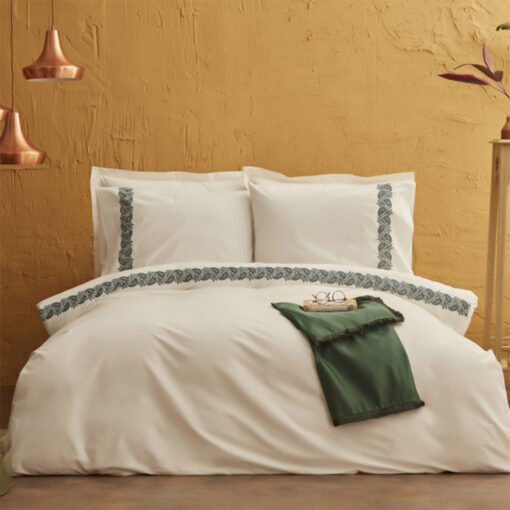 Karaca Home Firenze 100% Cotton Double Duvet Cover Set [Petrol], 200.22.14.0297