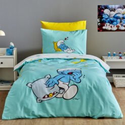 Karaca Home Smurfs Sleepy Smurf 100% Cotton Single Duvet Cover Set, 203.09.01.0007