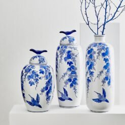 Karaca Home Elvira Vase – Blue & White | 38x20 cm, 300.01.01.2498