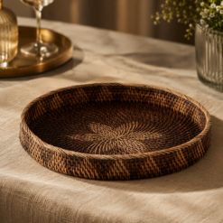 Karaca Home Antique Bohemian Rattan Tray 40 cm, 300.21.02.0116