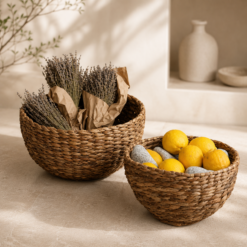 Karaca Home Lora Boho Style Wicker Round Basket 30 cm, 300.21.02.0120