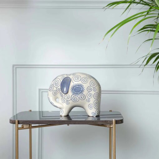 Karaca Home Blue White Elephant Figurine - [21x16cm], 300.21.02.0180