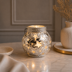 Karaca Home Star Ceramic Silver Candle Holder, 300.21.02.0358