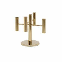 Karaca Home Glenna 5 Candlesticks Stainless Steel [22.75cm] Gold, 300.22.02.0590