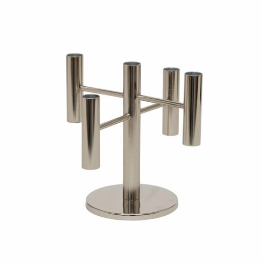Karaca Home Glenna 5 Candlesticks Stainless Steel [22.75cm] Silver, 300.22.02.0591