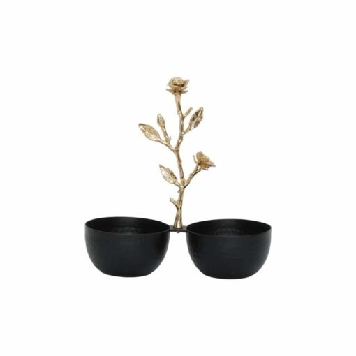 Karaca Home Decorative 2 Compartment Snack Bowl, Black Gold, 300.22.02.0950