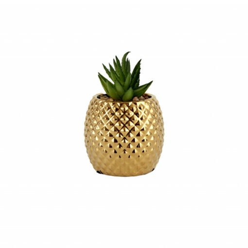 Karaca Home Lesley Pineapple Articifial Flower Pot Gold, 300.23.01.0533