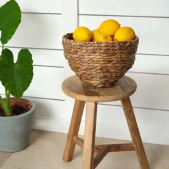 Karaca Home Lora Boho Style Wicker Round Basket – 30 cm, 300.21.02.0120