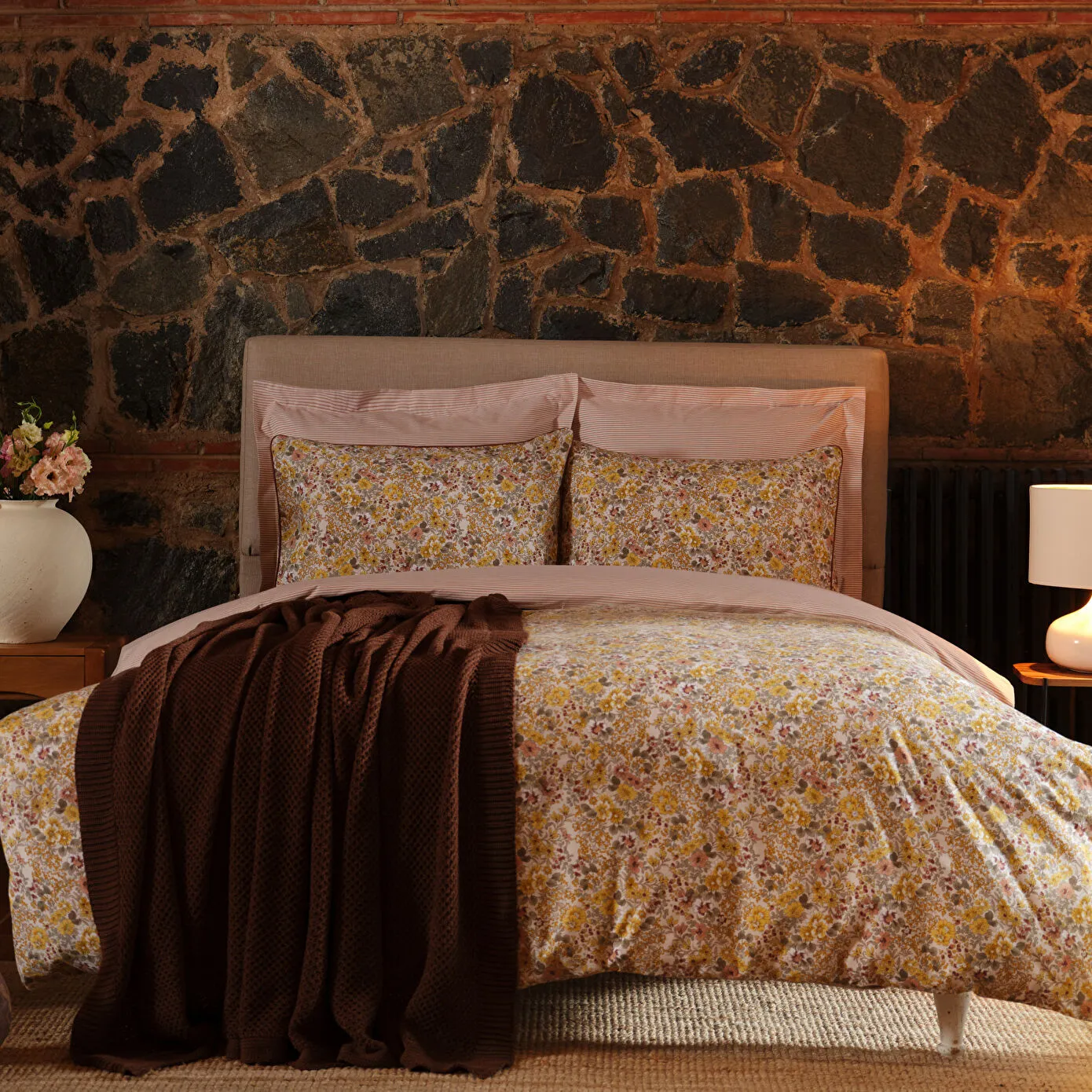Karaca Home Florent Yellow Single Duvet Cover Set Knitted Blanket Set, 200.21.01.0023 1 Karaca Home Florent Yellow Single Duvet Cover Set Knitted Blanket Set, 200.21.01.0023