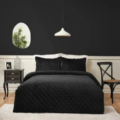 Karaca Home Tiana Chester Black Double Bedspread, 200.21.01.0166