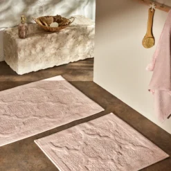 Karaca Home Katy 2-Piece Bath Mat Set – Powder, 200.22.02.0043