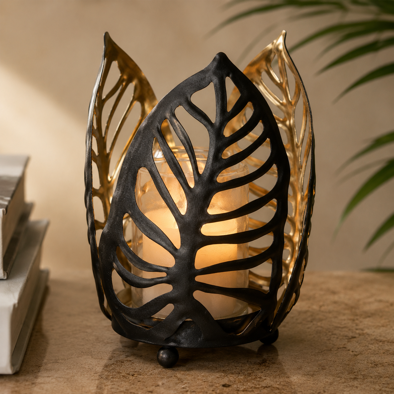 Karaca Home Timber Candle Holder 12 cm - Black Leaf Design, 300.23.01.0322 2 Karaca Home Timber Candle Holder 12 cm - Black Leaf Design, 300.23.01.0322 - Image 2