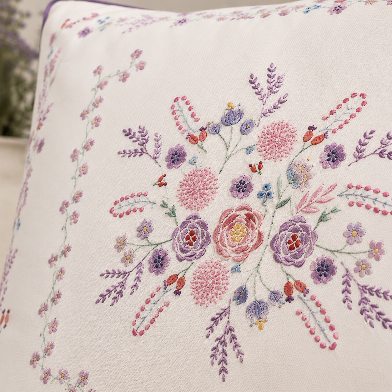 Karaca Home Levin Lilac Printed Filled Cushion 45 × 45 cm, 200.18.01.0320 2 Karaca Home Levin Lilac Printed Filled Cushion 45 × 45 cm, 200.18.01.0320 - Image 2