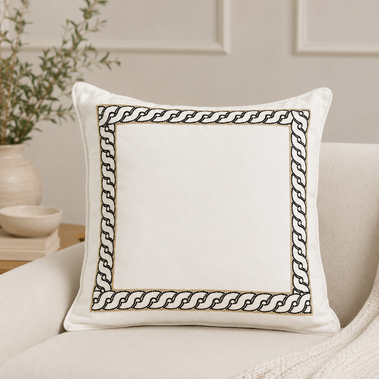 Karaca Home Belkis Zeugma Embroidered Filled Cushion, 200.18.01.0267 1 Karaca Home Belkis Zeugma Embroidered Filled Cushion, 200.18.01.0267