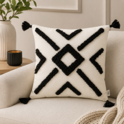 Karaca Home Anibal Filled Cushion Black-Cream - [43x43cm] - 100% Polyester, 153.09.01.6819