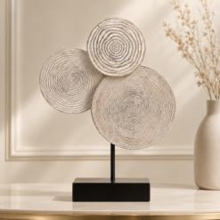 Karaca Home Emile Abstract Circle Sculpture with Stand 30 cm – Premium Stoneware Ceramic Décor, 153.09.01.2169