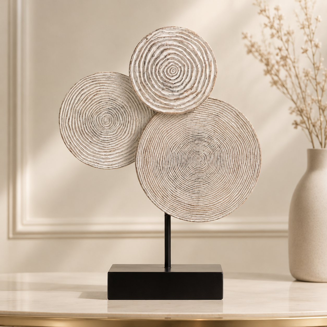 Karaca Home Emile Abstract Circle Sculpture with Stand 30 cm - Premium Stoneware Ceramic Decor, 153.09.01.2169 1 Karaca Home Emile Abstract Circle Sculpture with Stand 30 cm - Premium Stoneware Ceramic Decor, 153.09.01.2169