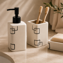 Alternative view of Karaca Home Minimalist Ceramic Bathroom Accessory Set – 3 Piece, 300.23.01.0210