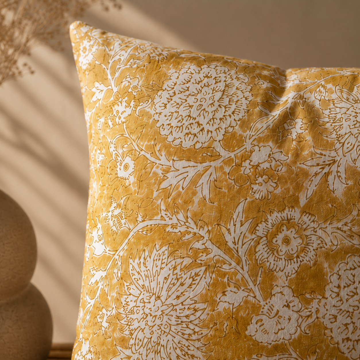 Karaca Home Clereta Mustard Floral Cushion 45 x 45 cm, 200.19.01.0487 2 Karaca Home Clereta Mustard Floral Cushion 45 x 45 cm, 200.19.01.0487 - Image 2