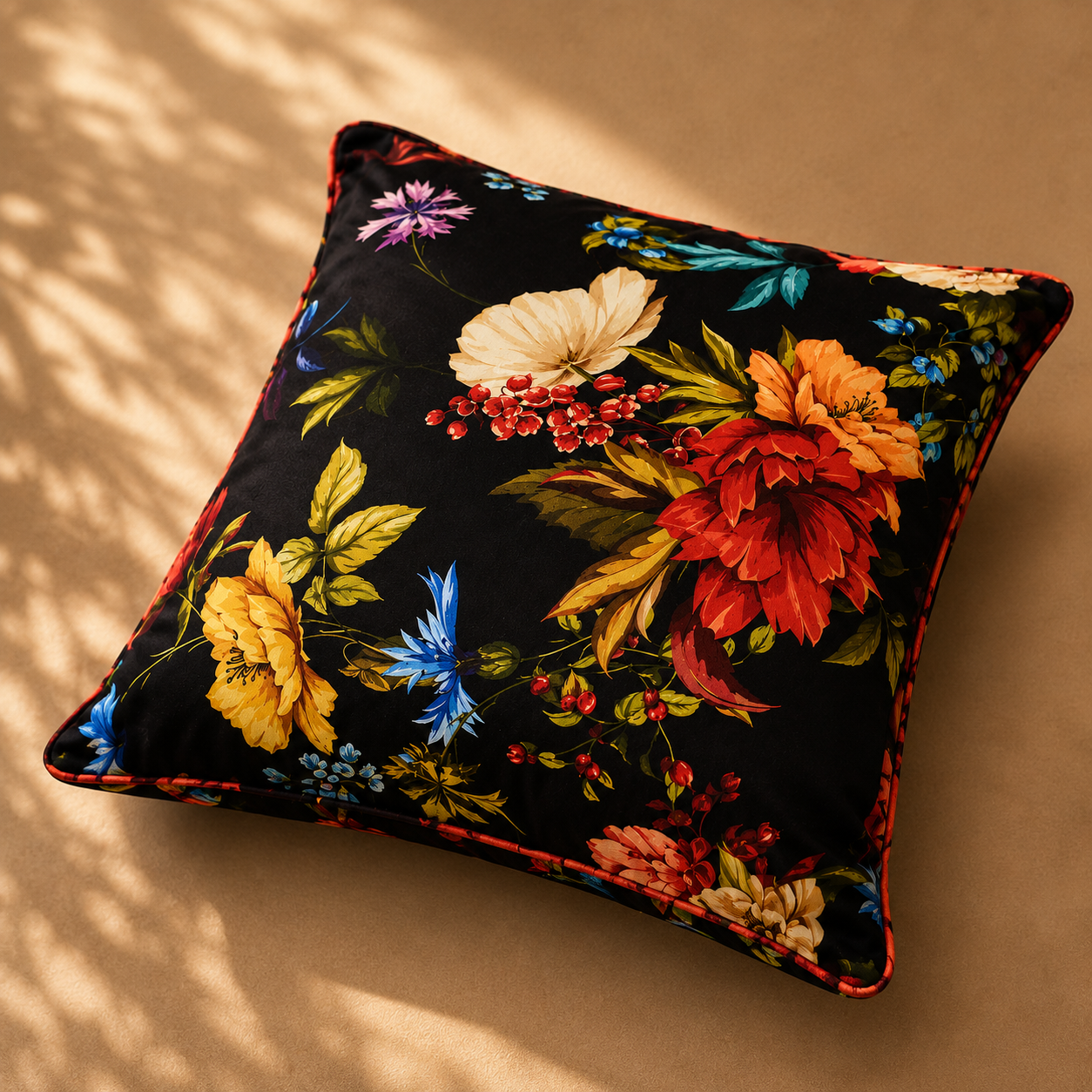 Karaca Home Floral Black Decorative Pillow 45 x 45 cm, 300.21.02.0234 2 Karaca Home Floral Black Decorative Pillow 45 x 45 cm, 300.21.02.0234 - Image 2