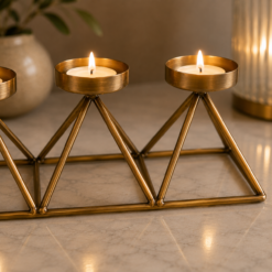 Alternative view of Karaca Home Geometry Gold Triple Tealight Candle Holder – 36 x 13 cm, 300.21.02.010