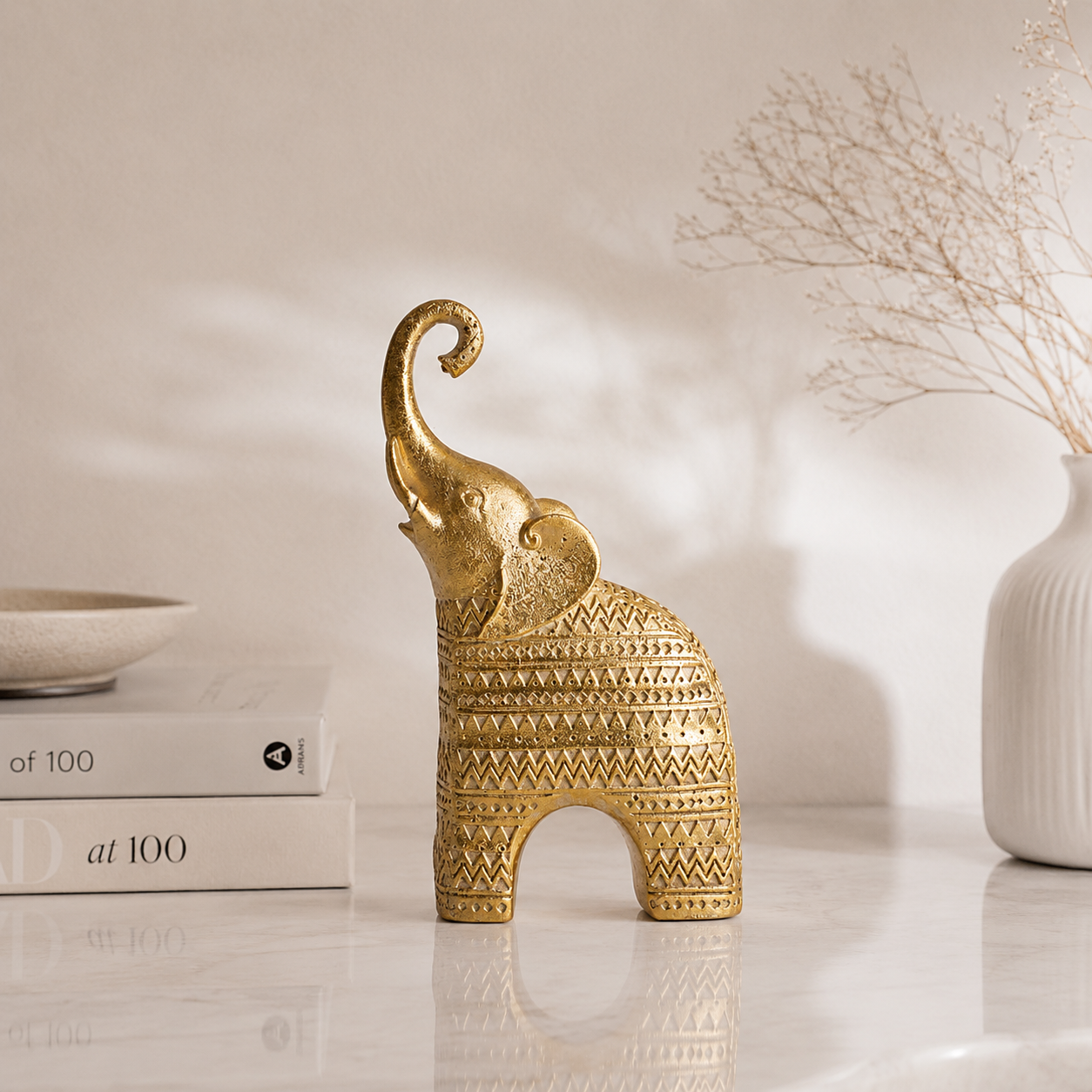 Karaca Home Joyful Polystone Elephant Figurine 18 cm – Elegant Gold Finish, 300.22.02.0011 1 Karaca Home Joyful Polystone Elephant Figurine 18 cm – Elegant Gold Finish, 300.22.02.0011