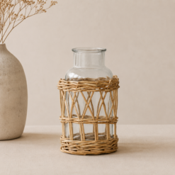 Alternative view of Karaca Home Melanie Transparent Glass Vase with Wicker Cover 17 cm, 300.22.02.0046