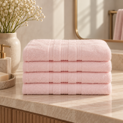 Karaca Home Road 100% Cotton 4-Piece Face Towel Set 50 × 90 cm – Powder, 200.21.01.0735