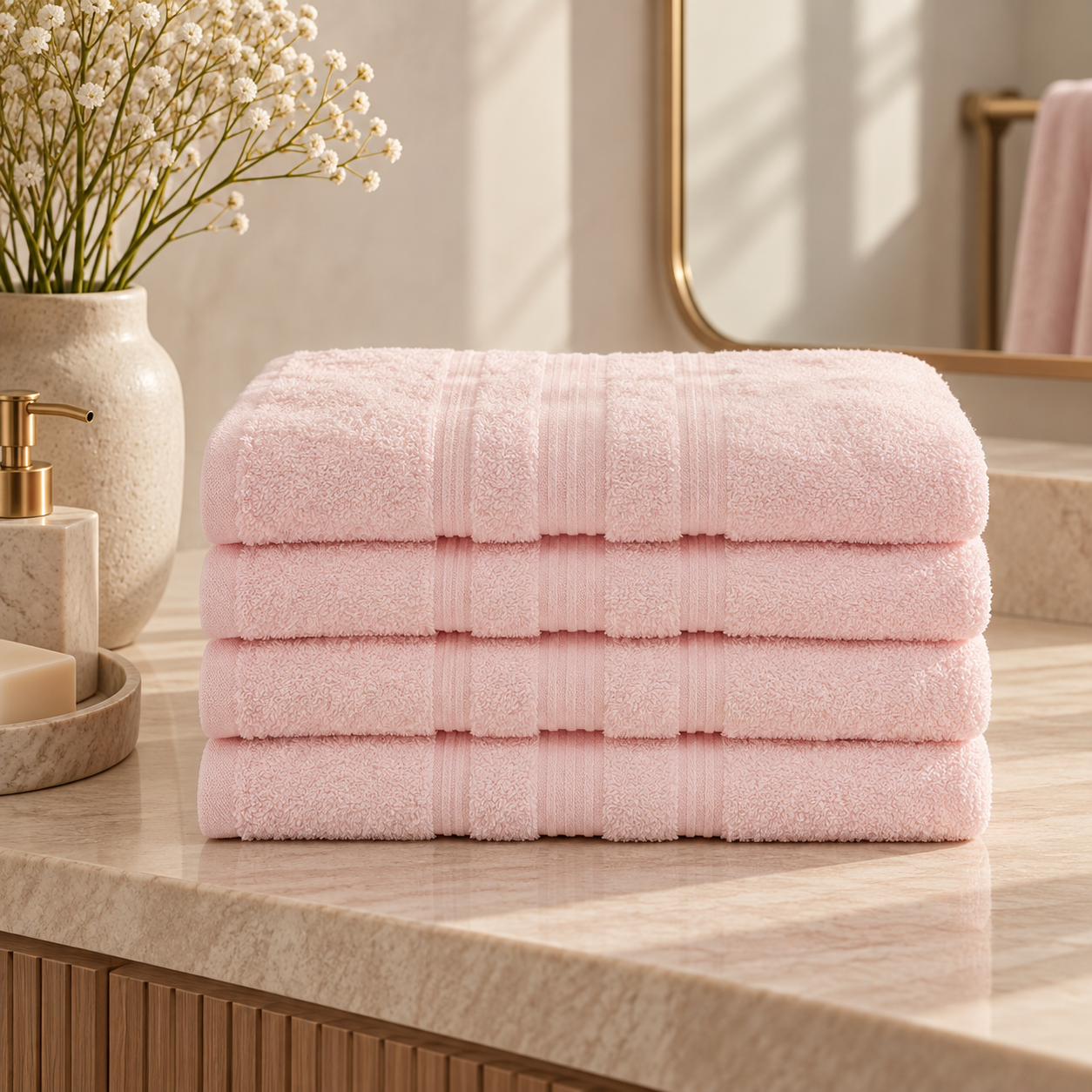 Karaca Home Road 100% Cotton 4-Piece Face Towel Set 50 × 90 cm – Powder, 200.21.01.0735 1 Karaca Home Road 100% Cotton 4-Piece Face Towel Set 50 × 90 cm – Powder, 200.21.01.0735