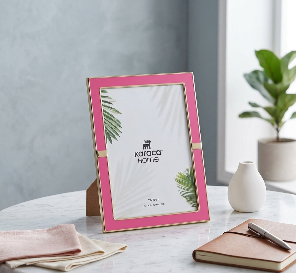 Karaca Jovanna Photo Frame – Pink with Gold Detail, 300.22.02.0096 1 Karaca Jovanna Photo Frame – Pink with Gold Detail, 300.22.02.0096
