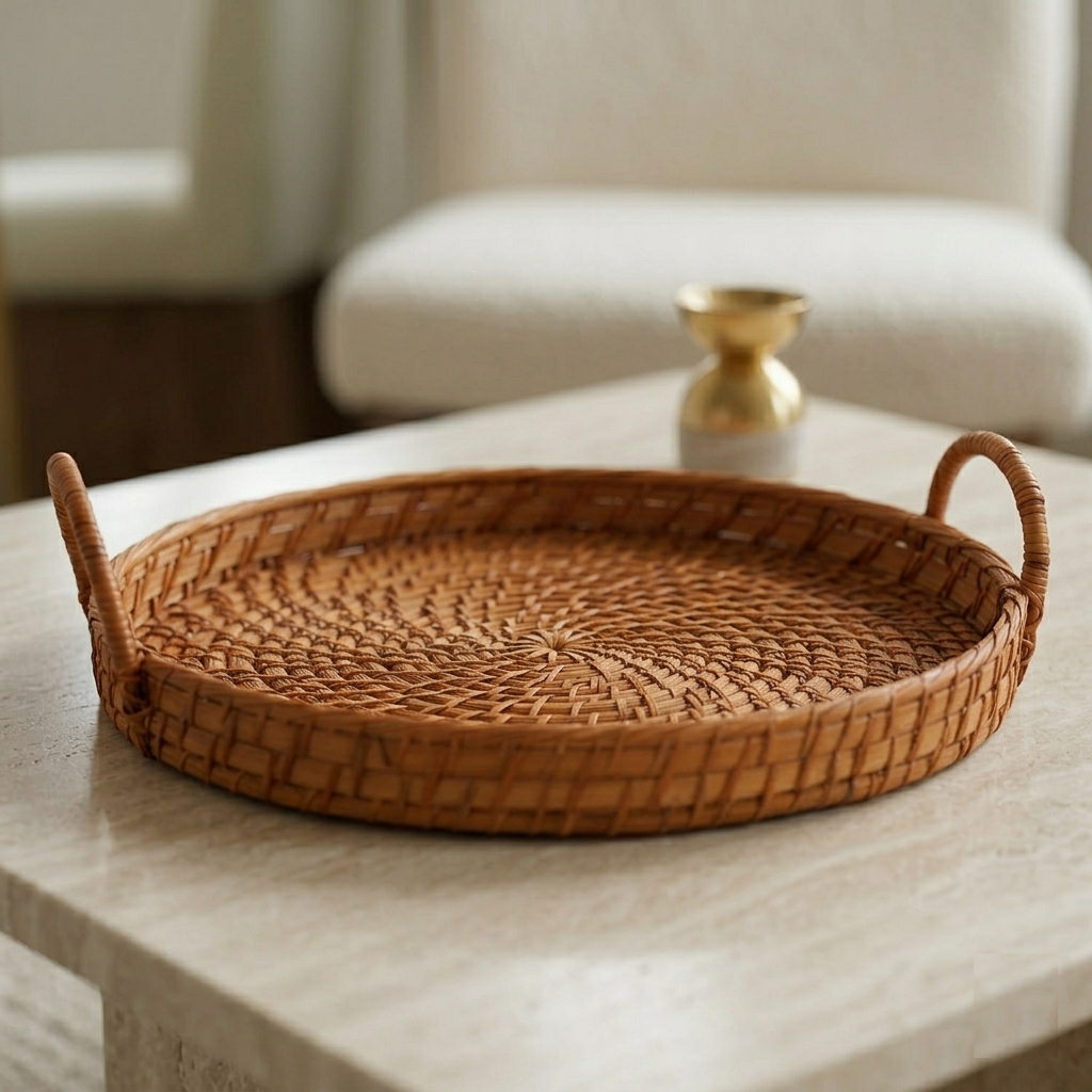 Karaca Home Boho Rattan Tray 35 cm – Natural Decorative Serving Tray, 300.21.02.0280 3 Karaca Home Boho Rattan Tray 35 cm – Natural Decorative Serving Tray, 300.21.02.0280 - Image 3