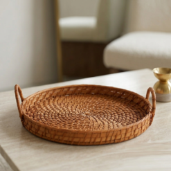 Alternative view of Karaca Home Boho Rattan Tray 35 cm – Natural Decorative Serving Tray, 300.21.02.0280