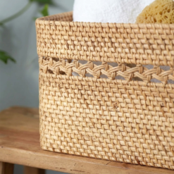 Alternative view of Karaca Home Wave Rattan Rectangular Laundry Basket 49 cm – Natural Rattan Color, 300.21.02.0112