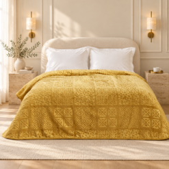 Karaca Home Blair Single Embossed Blanket 160 x 220 cm – Mustard, 200.22.05.0165
