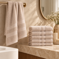 Alternative view of Karaca Home Road 100% Cotton 6-Piece Face Towel Set 50 × 90 cm – Beige, 200.21.01.0738