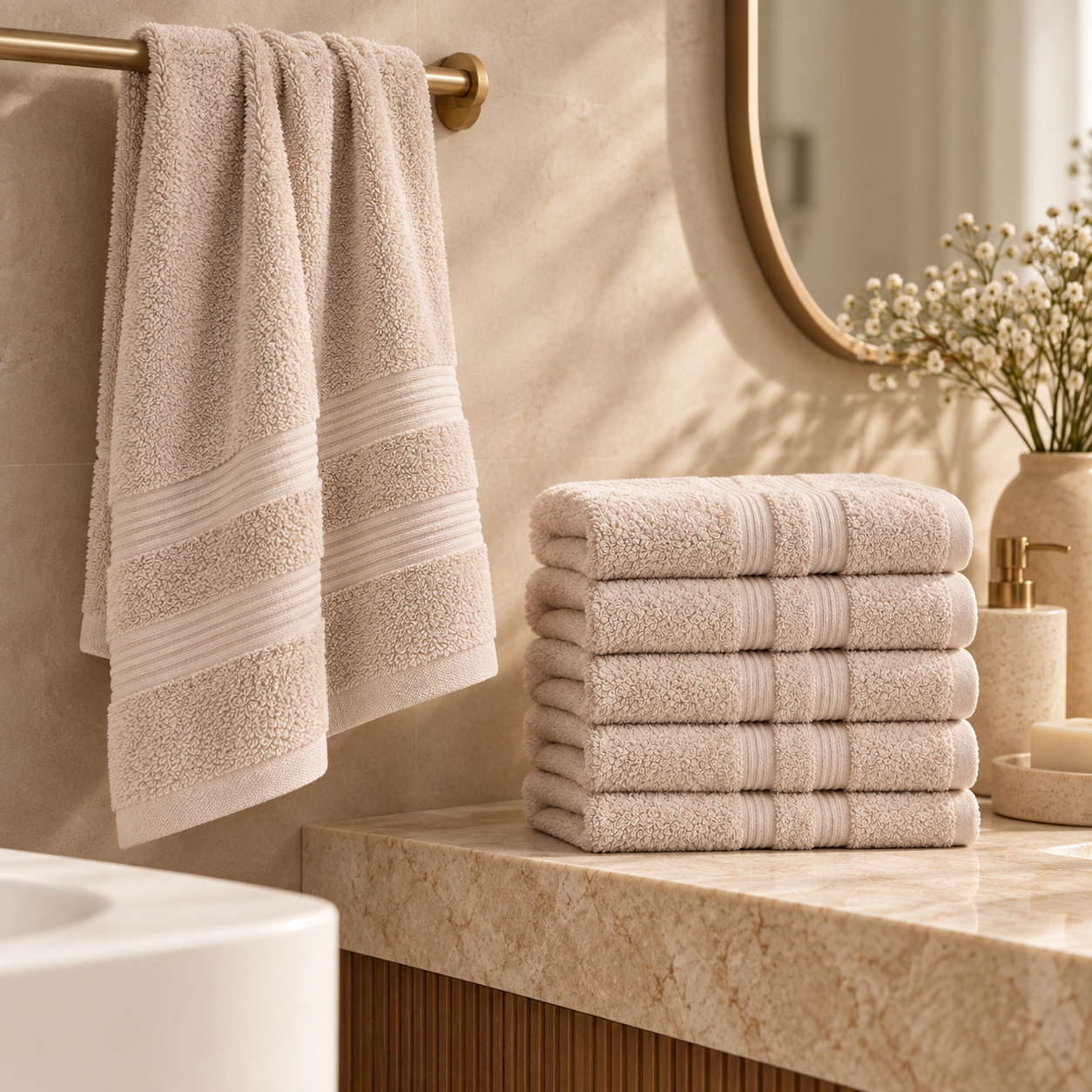 Karaca Home Road 100% Cotton 6-Piece Face Towel Set 50 × 90 cm – Beige, 200.21.01.0738 2 Karaca Home Road 100% Cotton 6-Piece Face Towel Set 50 × 90 cm – Beige, 200.21.01.0738 - Image 2