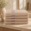 Karaca Home Stripe 4-Piece Face Towel Set 50 × 90 cm – Beige, 200.21.01.0730