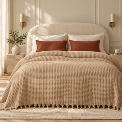 Karaca Home Casey Double Waffle Quilted Bedspread 200 x 230 cm – Beige, 200.22.01.0087