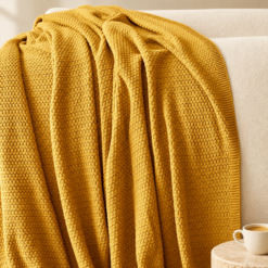 Karaca Home Back To Basic Double Knitted Blanket 200 × 220 cm – Mustard, 200.18.01.0947